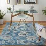 Nourison Tranquil TRA02 Area Rug, Turquoise, 4' x 6'