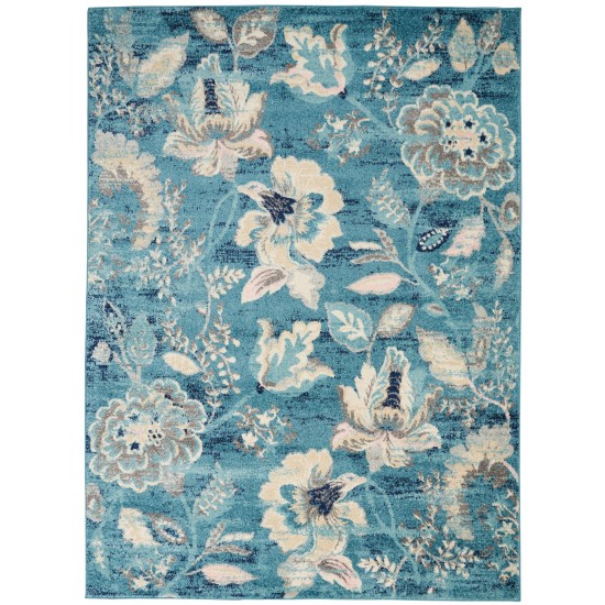 Nourison Tranquil TRA02 Area Rug, Turquoise, 5'3" x 7'3"