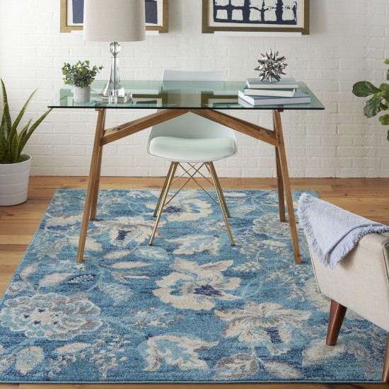 Nourison Tranquil TRA02 Area Rug, Turquoise, 5'3" x 7'3"