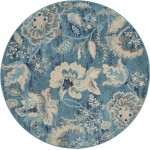 Nourison Tranquil TRA02 Area Rug, Turquoise, 5'3" x Round