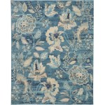 Nourison Tranquil TRA02 Area Rug, Turquoise, 8'10" x 11'10"