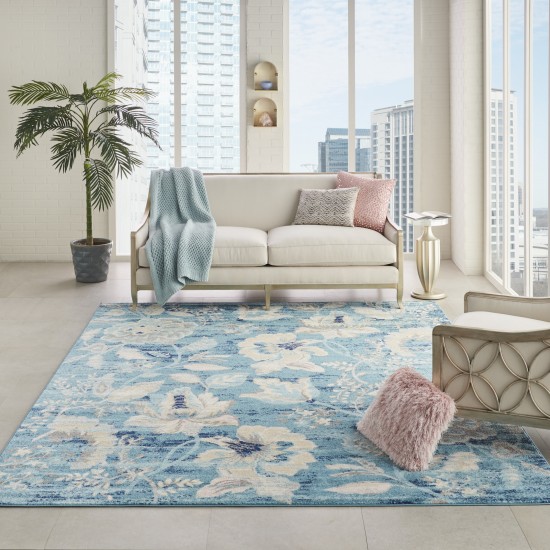 Nourison Tranquil TRA02 Area Rug, Turquoise, 8'10" x 11'10"