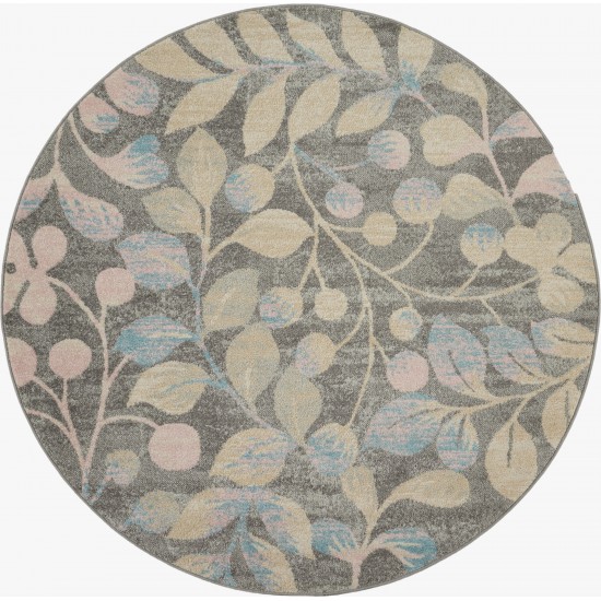 Nourison Tranquil TRA03 Area Rug, Grey/Beige, 5'3" x Round