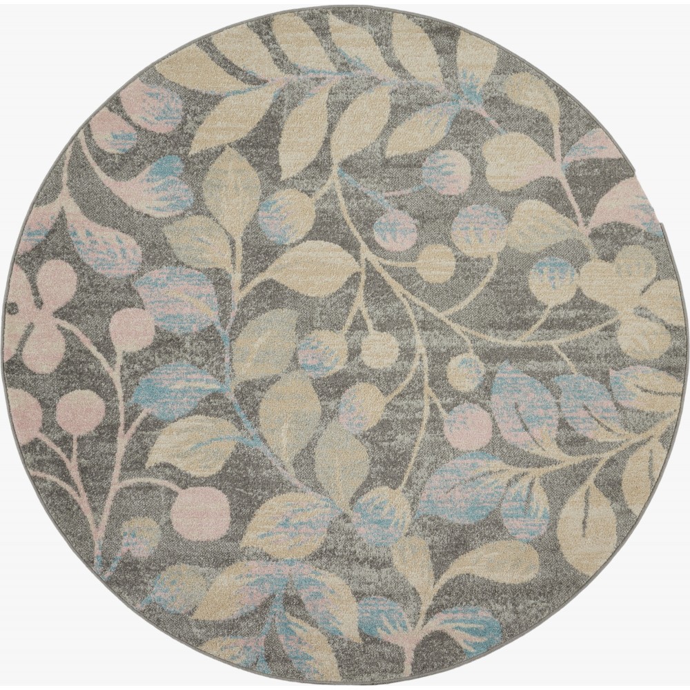 Nourison Tranquil TRA03 Area Rug, Grey/Beige, 5'3" x Round Nourison Tranquil TRA03 Area Rug, Grey/Beige, 5'3" x Round