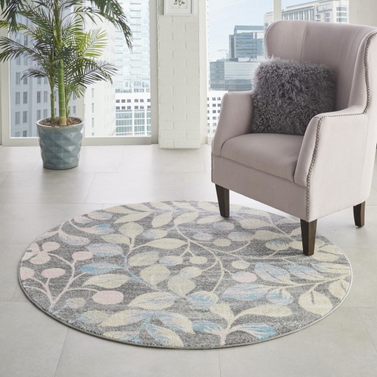 Nourison Tranquil TRA03 Area Rug, Grey/Beige, 5'3" x Round