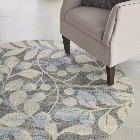 Nourison Tranquil TRA03 Area Rug, Grey/Beige, 5'3" x Round