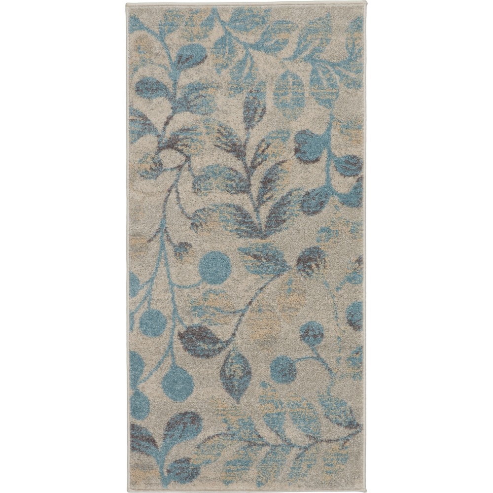 Nourison Tranquil TRA03 Area Rug, Ivory/Turquoise, 2' x 4'