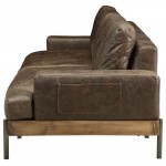 ACME Silchester Sofa, Oak & Distress Chocolate Top Grain Leather