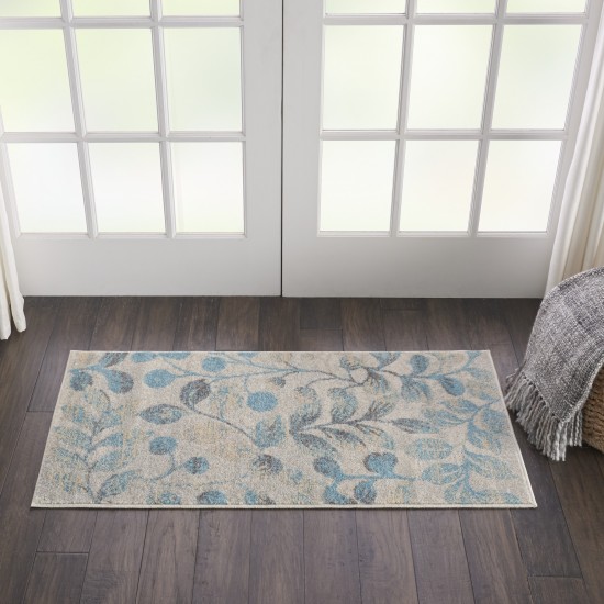 Nourison Tranquil TRA03 Area Rug, Ivory/Turquoise, 2' x 4'