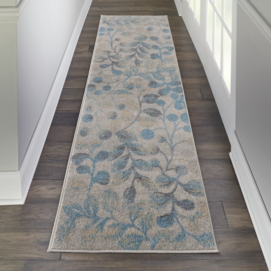 Nourison Tranquil TRA03 Runner Rug, Ivory/Turquoise, 2'3" x 7'3"