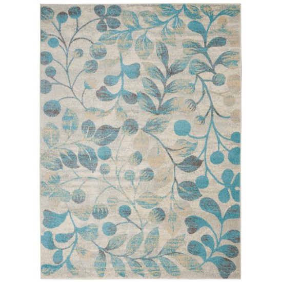 Nourison Tranquil TRA03 Area Rug, Ivory/Turquoise, 4' x 6'