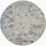 Nourison Tranquil TRA03 Area Rug, Ivory/Turquoise, 5'3" x Round