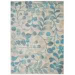 Nourison Tranquil TRA03 Area Rug, Ivory/Turquoise, 6' x 9'