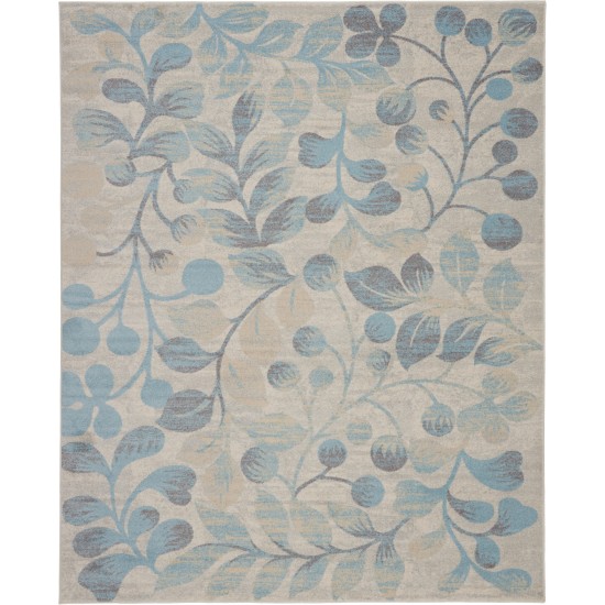 Nourison Tranquil TRA03 Area Rug, Ivory/Turquoise, 8' x 10'