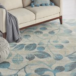 Nourison Tranquil TRA03 Area Rug, Ivory/Turquoise, 8' x 10'