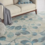 Nourison Tranquil TRA03 Area Rug, Ivory/Turquoise, 8'10" x 11'10"