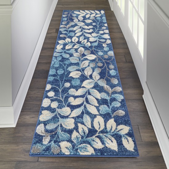 Nourison Tranquil TRA03 Runner Rug, Navy, 2'3" x 7'3"