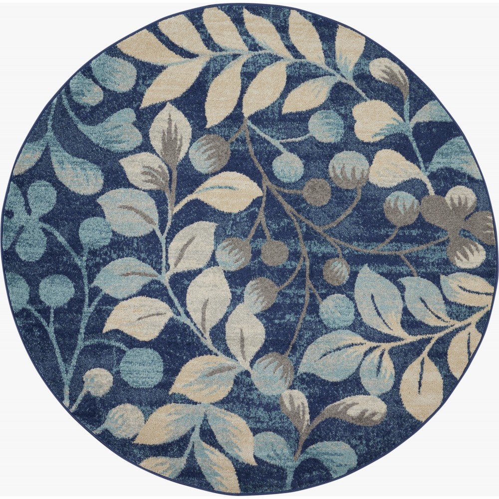 Nourison Tranquil TRA03 Area Rug, Navy, 5'3" x Round