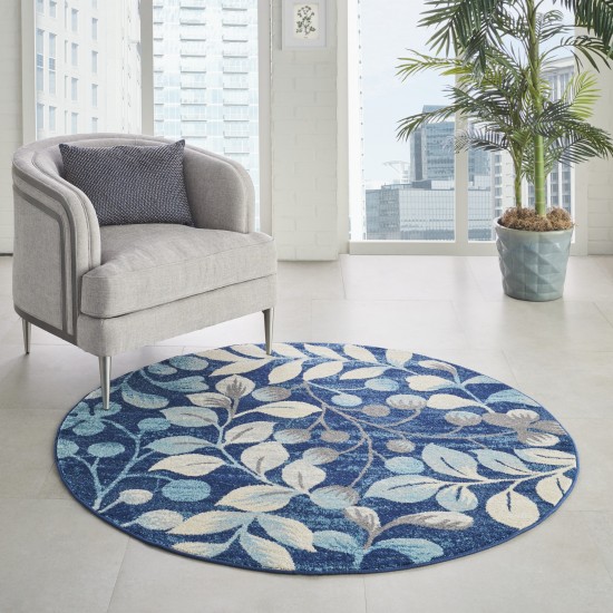 Nourison Tranquil TRA03 Area Rug, Navy, 5'3" x Round