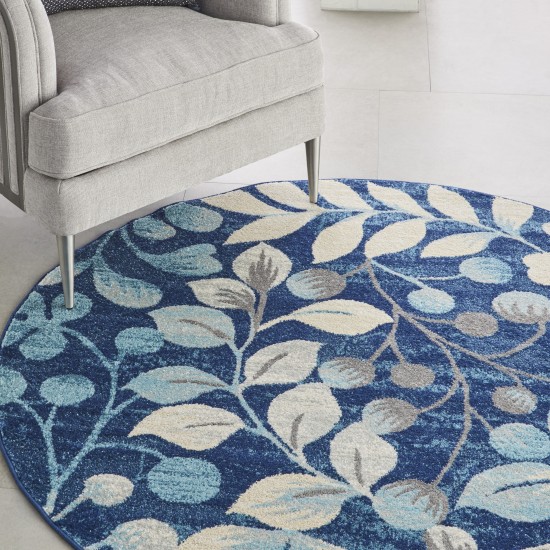 Nourison Tranquil TRA03 Area Rug, Navy, 5'3" x Round