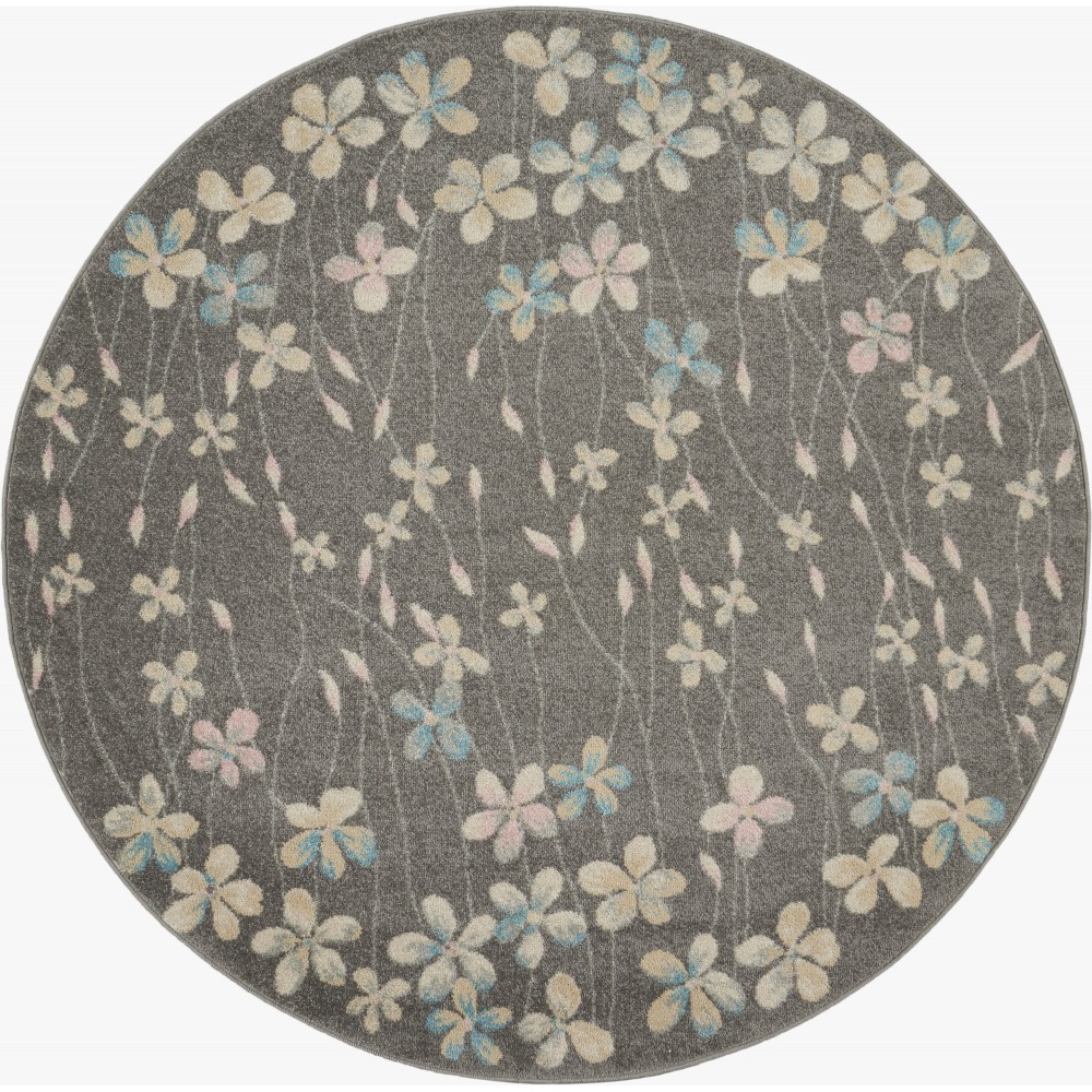 Nourison Tranquil TRA04 Area Rug, Grey/Beige, 5'3" x Round