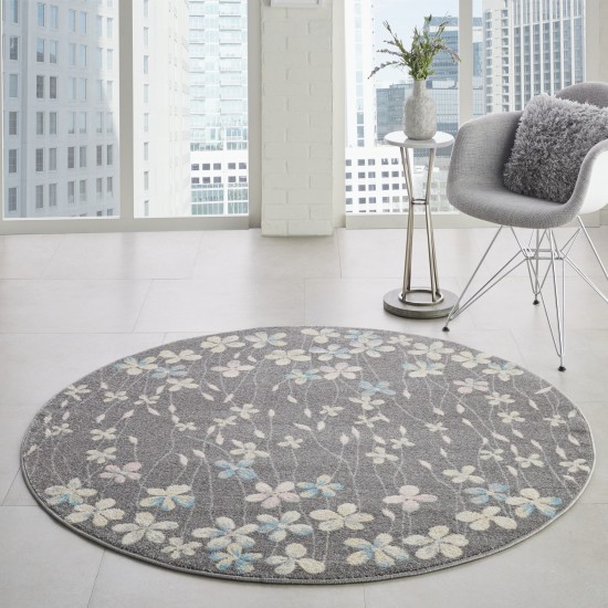 Nourison Tranquil TRA04 Area Rug, Grey/Beige, 5'3" x Round