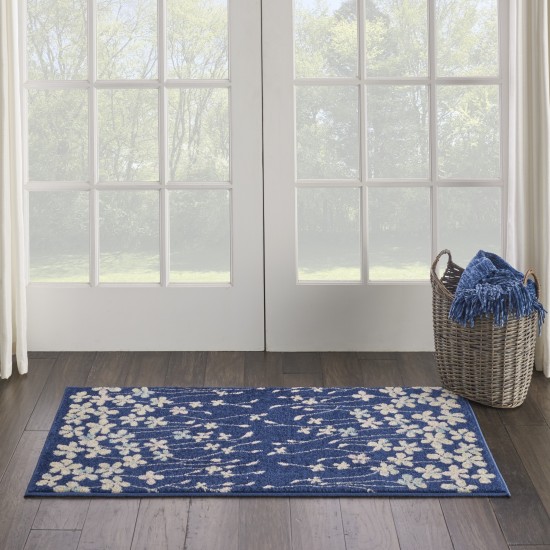 Nourison Tranquil TRA04 Area Rug, Navy, 2' X 4'