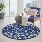 Nourison Tranquil TRA04 Area Rug, Navy, 5'3" x Round