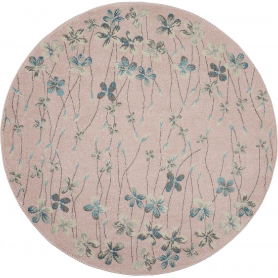 Nourison Tranquil TRA04 Area Rug, Pink, 5'3" x Round