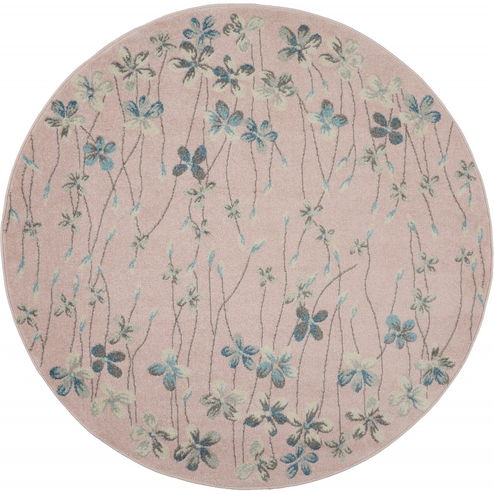 Nourison Tranquil TRA04 Area Rug, Pink, 5'3" x Round