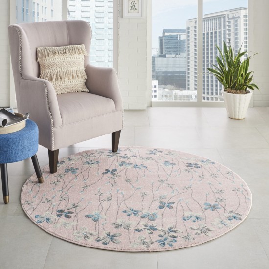 Nourison Tranquil TRA04 Area Rug, Pink, 5'3" x Round