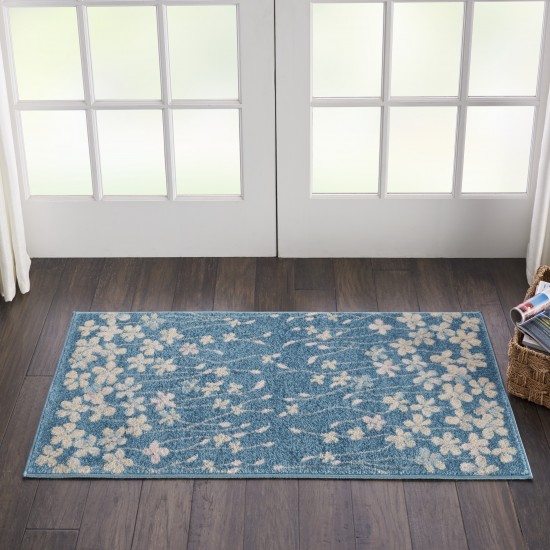 Nourison Tranquil TRA04 Area Rug, Turquoise, 2' x 4'