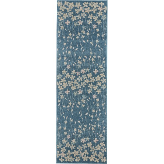 Nourison Tranquil TRA04 Runner Rug, Turquoise, 2'3" x 7'3"