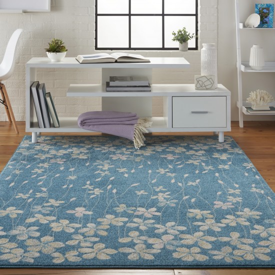 Nourison Tranquil TRA04 Area Rug, Turquoise, 4' x 6'