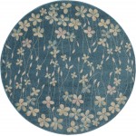 Nourison Tranquil TRA04 Area Rug, Turquoise, 5'3" x Round