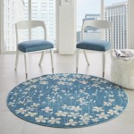 Nourison Tranquil TRA04 Area Rug, Turquoise, 5'3" x Round