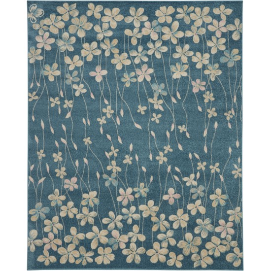 Nourison Tranquil TRA04 Area Rug, Turquoise, 8' x 10'