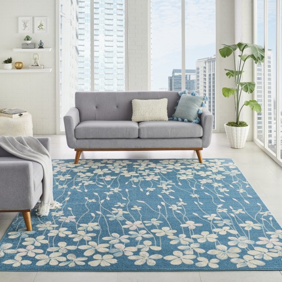 Nourison Tranquil TRA04 Area Rug, Turquoise, 8' x 10'