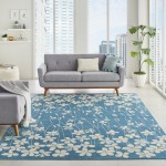Nourison Tranquil TRA04 Area Rug, Turquoise, 8'10" x 11'10"