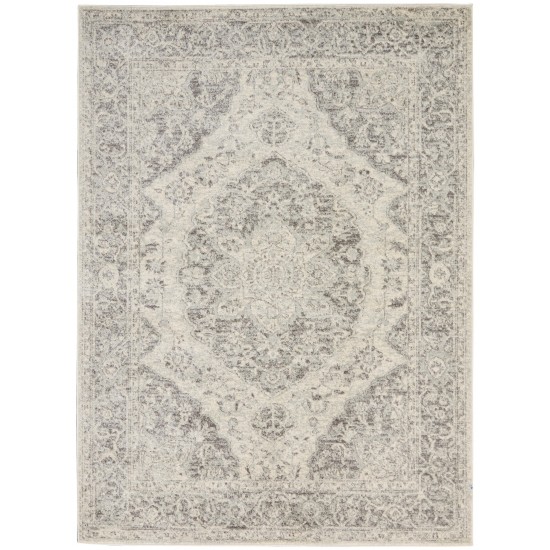 Nourison Tranquil TRA05 Area Rug, Ivory/Grey, 4' x 6'