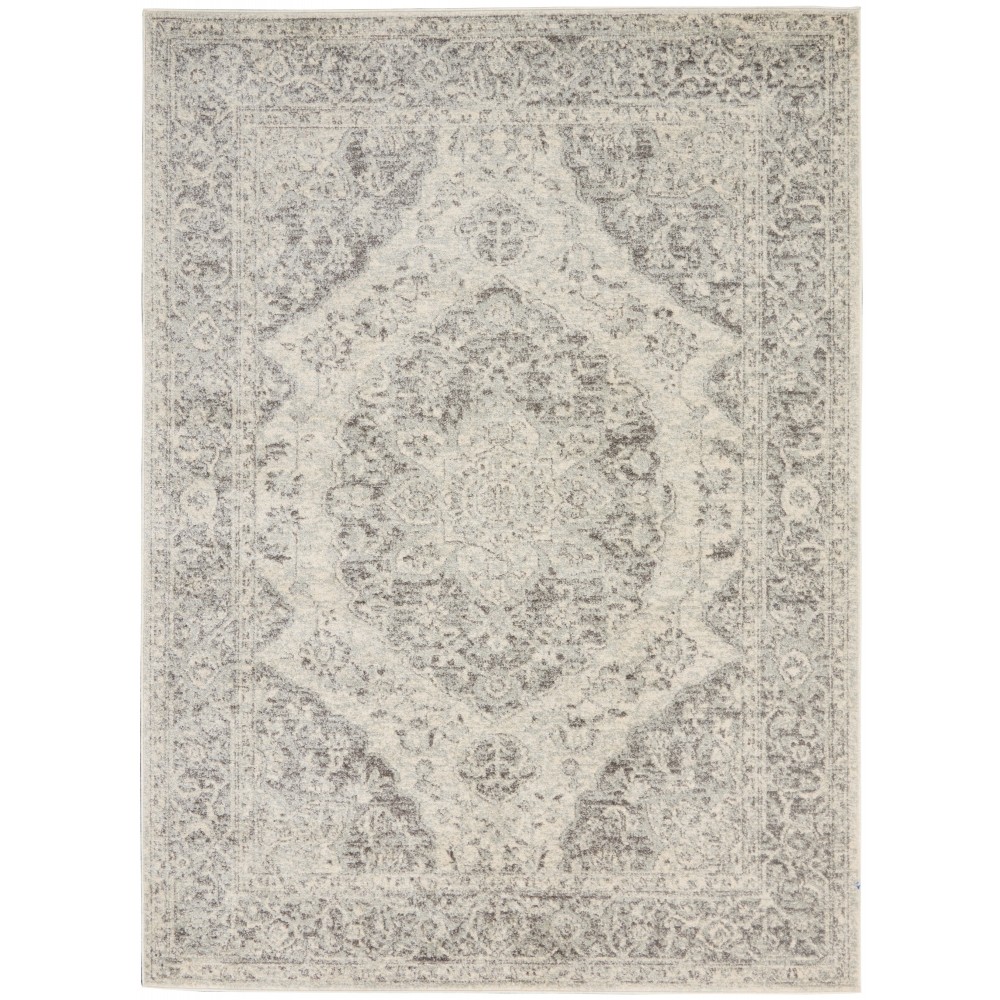 Nourison Tranquil TRA05 Area Rug, Ivory/Grey, 4' x 6'