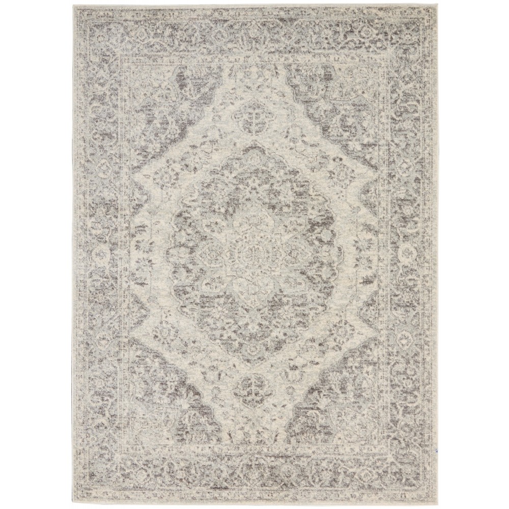 Nourison Tranquil TRA05 Area Rug, Ivory/Grey, 5'3" x 7'3"