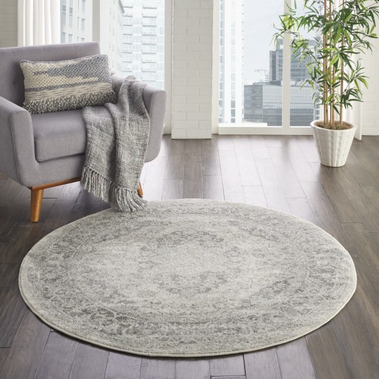 Nourison Tranquil TRA05 Area Rug, Ivory/Grey, 5'3" x Round