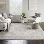 Nourison Tranquil TRA05 Area Rug, Ivory/Grey, 7' x 10'