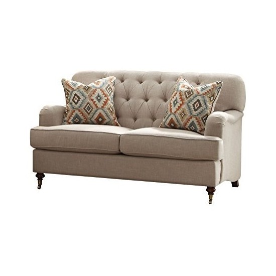 ACME Alianza Loveseat w/2 Pillows, Beige Fabric