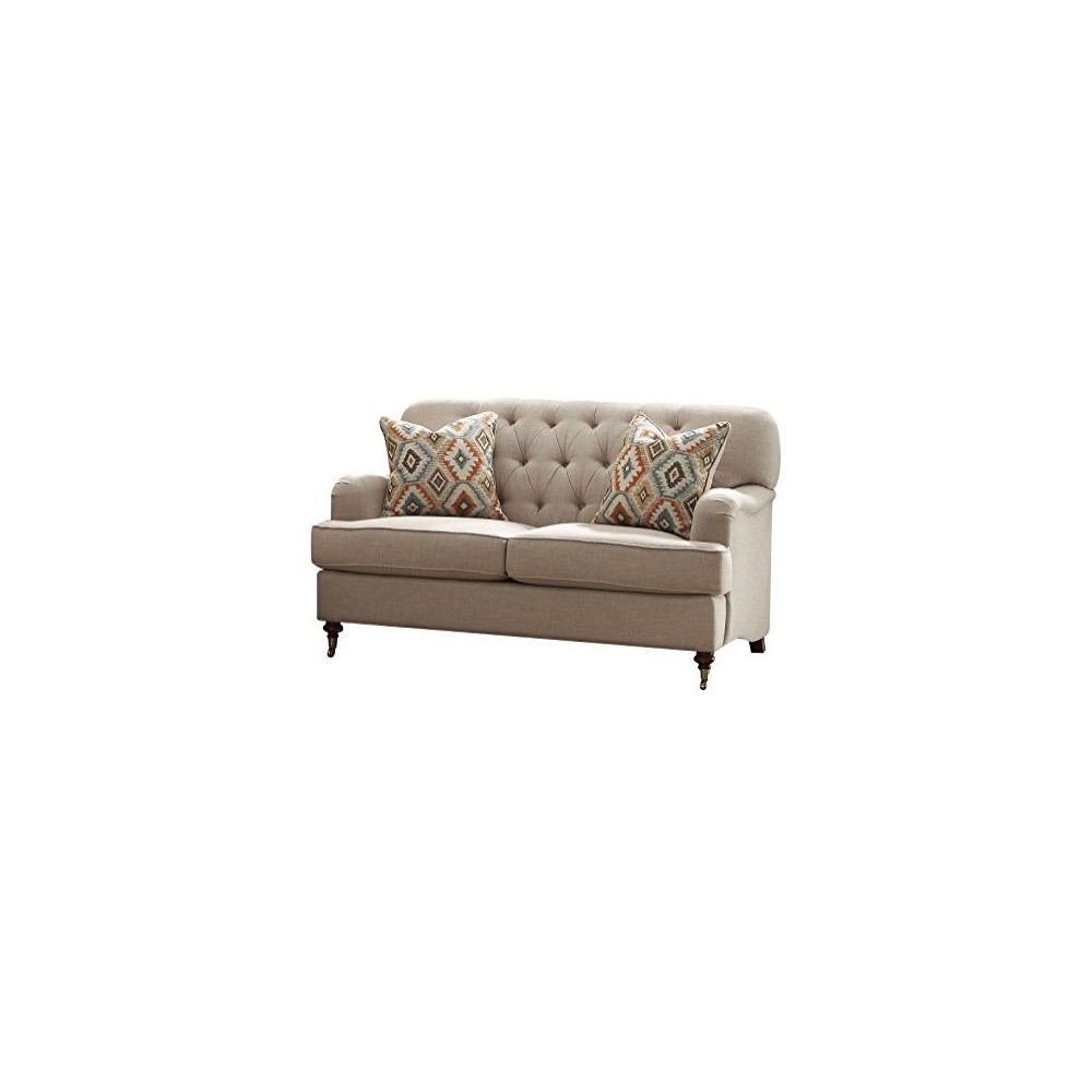 ACME Alianza Loveseat w/2 Pillows, Beige Fabric