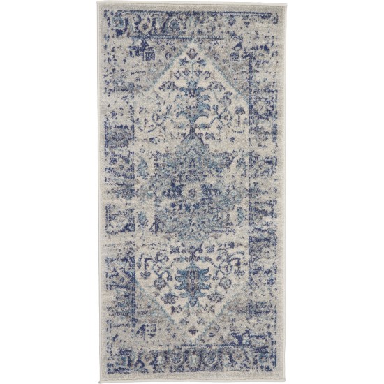 Nourison Tranquil TRA06 Area Rug, Ivory/Light Blue, 2' x 4'