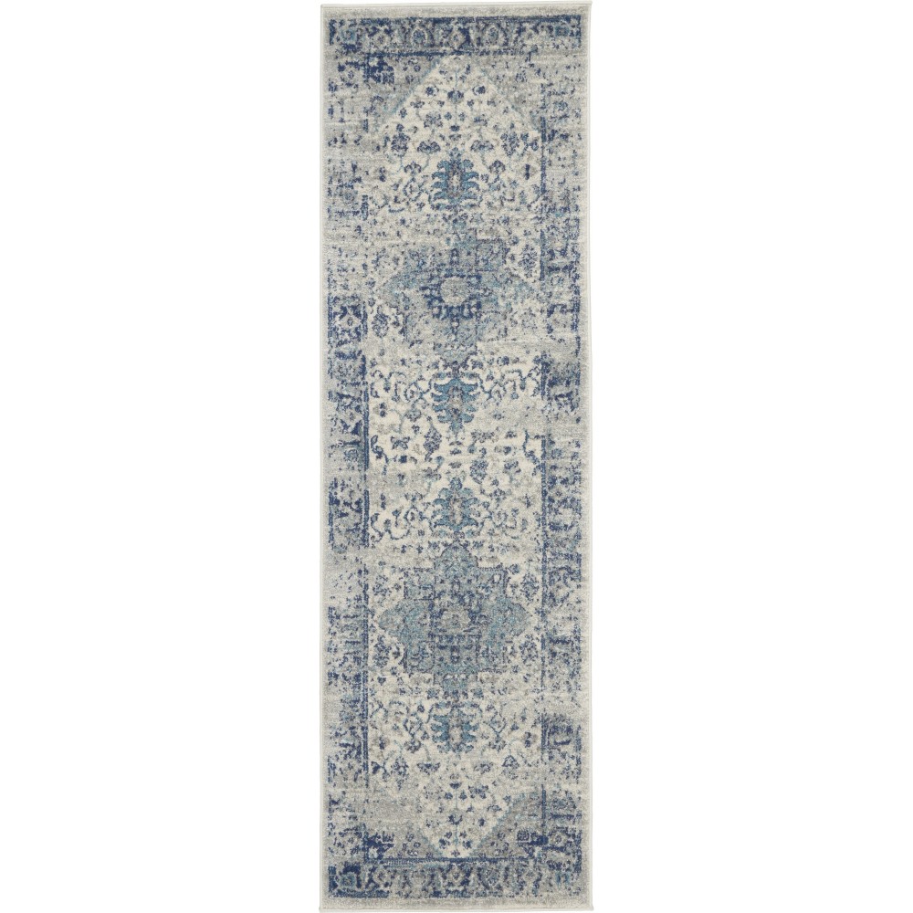 Nourison Tranquil TRA06 Runner Rug, Ivory/Light Blue, 2'3" x 7'3"