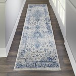 Nourison Tranquil TRA06 Runner Rug, Ivory/Light Blue, 2'3" x 7'3"