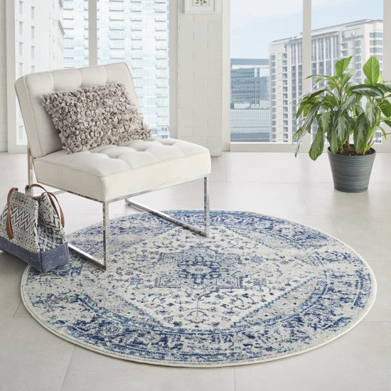 Nourison Tranquil(Traql) TRA06 Area Rug, Ivory/Light Blue, 4' x Round